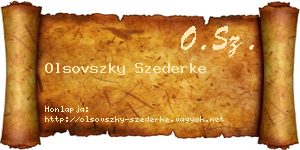 Olsovszky Szederke névjegykártya